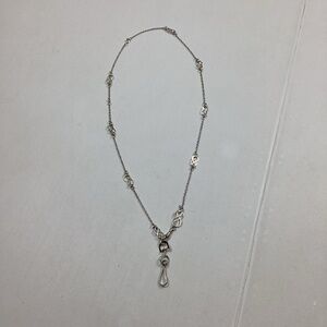 Silver tone Metal Chain Necklace Lanyard ID Holder